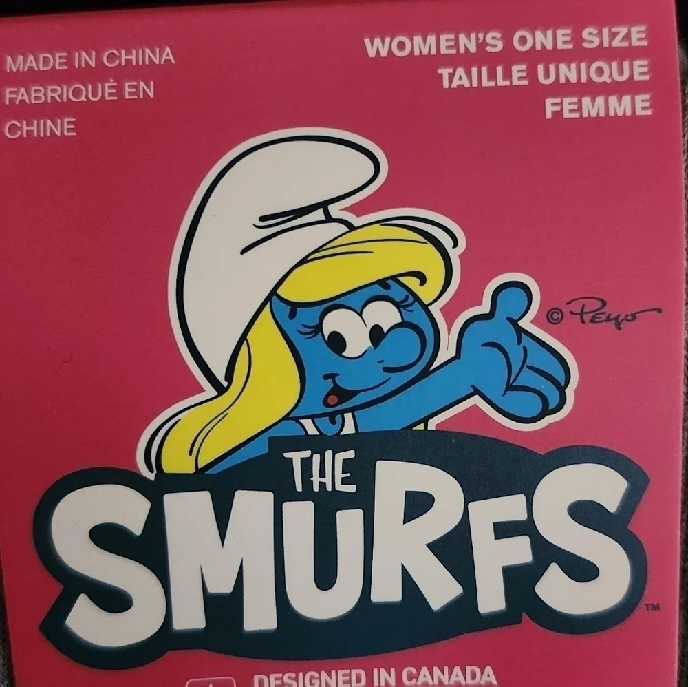 4/$25 Smurf Novelty Socks New Gray Red Smurf Characters Collectible Crew Socks